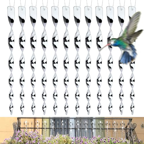 Effaroucheur Oiseaux Réfléchissant,12 Pièces Repulsif Oiseaux Exterieur,Repulsif Oiseaux Cerisier,Spirale Anti-oiseaux pour Balcon,Effaroucheur d'oiseaux Très Efficace,Défense Contre les Oiseaux
