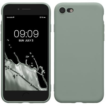 kwmobile Handyhülle kompatibel mit Apple iPhone SE (2022) / iPhone SE (2020) / iPhone 8 / iPhone 7 Hülle - Handy Case aus weichem Silikon in Rainwashed Grün