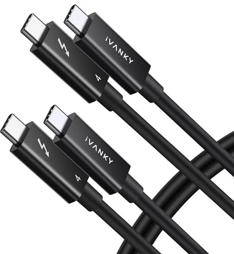 IVANKY Thunderbolt 4 Kabel, [2Pack 0.7M] affichage 8K, transfert de données 40 Gbit/s und charge USB-C auf USB-C 240W, Datentransfer für iPhone16/15, MacBook, iPad Pro, concentrateur
