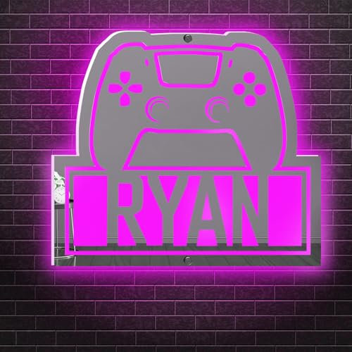 Personalized Mirror Neon Sign, Game Controller Neon Sign for Room Decor, Neon Sign for Teen Boy, LED Game Neon Sign Wall decor, Birthday Christmas Gifts for Boys, Kids