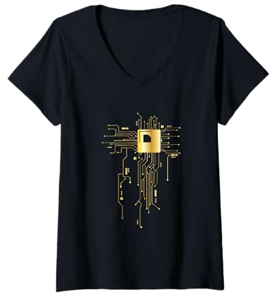 Damen Leiterplatte Computer CPU Core Chip Elektronik T-Shirt mit V-Ausschnitt