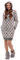 Leo Corsetteria Vestaglia per donna pile calda giovane invernale collo alto bottoni Cappuccio tasche fantasia Rombi Grigio Misura M
