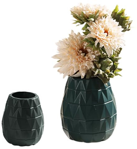 Vase Decorative Unbreakable Plastic Vases for Flowers Tall Modern Flower Vase for Living Room Office Desktop Wedding Decoration (Navy blue)