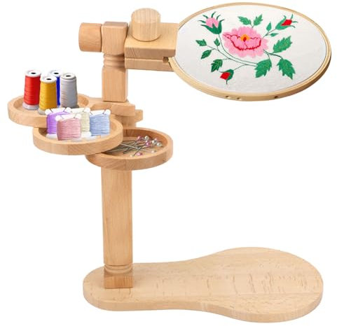 Stickrahmenständer, Stickständer aus Holz Verstellbarer Drehbarer Kreuzstichständer für Stick Näh und Handarbeitsprojekte (Stickrahmen Nicht im Lieferumfang Enthalten)