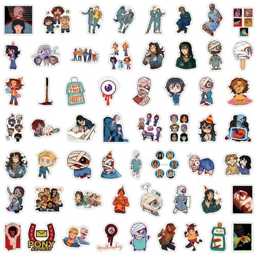 Horror-Spiel-Aufkleber, 55 Blatt, Horror-Thema, wasserdichte Wasserflasche, Auto-Aufkleber, 55 einzigartige Aufkleber, selbstklebend, für Partyzubehör und Dekorationen