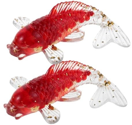 HEMOTON Kristall Koi Fisch Figuren 2 Stück Miniatur Tierdekoration Karpfen Skulpturen Aus Robustem Kristall Für Schreibtisch Wohnzimmer Geschenk