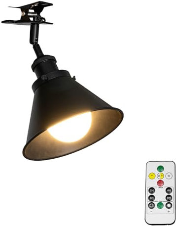 FSLiving Verstellbare Klemmlampe mit Akku,LED Schwarz Wandlampe innen, Dimmbar Nachttischlampe,Schreibtischlampe ideal für Flur Büro Heimgebrauch - 18x10CM - TD0679