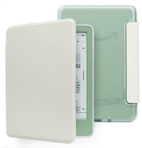 HOICHOE Case for 6 Kindle 11th Generation 2024/2022 Release, Light PU Leather Cover and Transparent Hard Back Shell,with Auto Sleep/Wake,Creamy White
