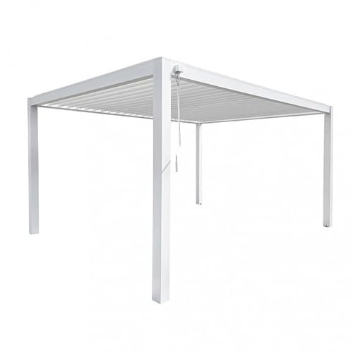 PERGOLA BIOCLIMATICA 3X4 H240 ALLUMINOBIANCO CON DOPPIA LAMELLA ORIENTABILE