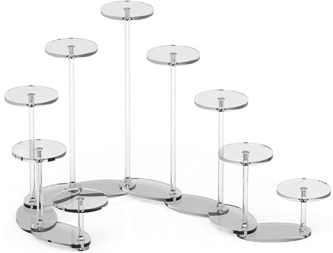 Bortivier 9 Tier Transformable Acrylic Display Stand Round Acrylic Cupcake Stand Cupcakes Makeup Jewelry Display