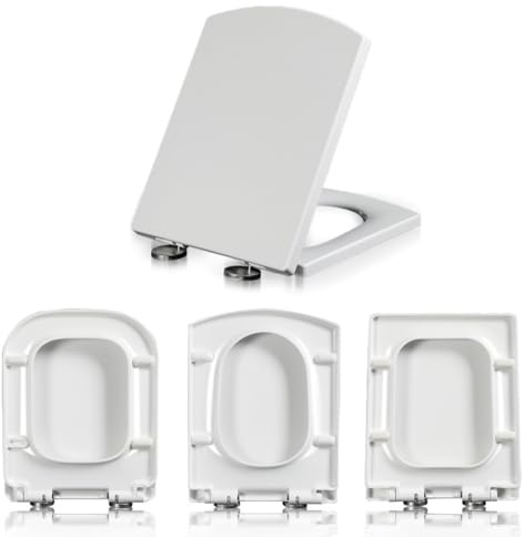 Sedile WC quadrato, chiusura rallentata con fissaggio superiore a sgancio rapido, materiale PP, coperchio del water allungato, resistente, facile da installare e pulire (quadrato-C)