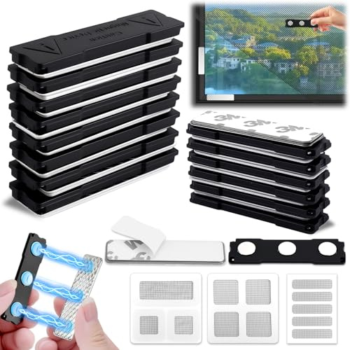 14 Pièces Moustiquaires de Fenêtres Clips avec 3 Réparation Moustiquaire, Aimants pour Moustiquaire Fenetre Clips, Fenêtre Aimant Puissant Autocollant Clips de Fixation d'écran pour Rideaux Occultants