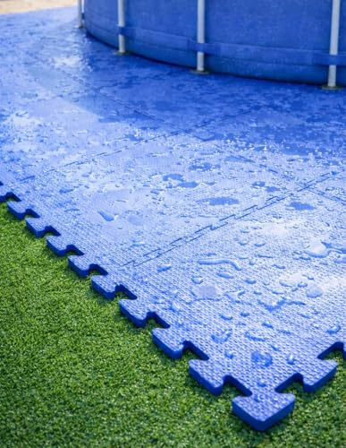 JARDIN202 - Suelo Protector para Piscina Desmontable | Estera Puzzle de Goma EVA Antideslizante | Protector Impermeable SPA y Jacuzzi | Azul | 20 Uds | 7,20 m² (Azul)