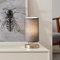 Lightbox Tischlampe | 26 cm Höhe | moderne Tischleuchte mit dekorativem Stoff Lampen-Schirm & Wipp-Schalter | E14 Fassung | aus Metall/Textil in Eisen/Grau/Silberfarben