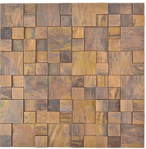 Mosaik Fliese Kupfer kupfer Kombination 3D braun für WAND THEKENVERKLEIDUNG Mosaikmatte Mosaikplatte