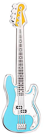 Geepin Emaille-Gitarren-Anstecker | Hochwertige Precision Bass Mini-Brosche | 52 mm | Tragbar am Rucksack, T-Shirt, an der Jacke, Krawatte etc. | In ansprechender Gitarrenkoffer-Box | Tolles Geschenk