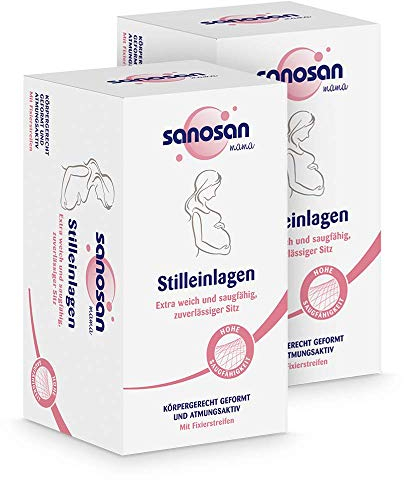 sanosan Stilleinlagen atmungsaktiv & hautfreundlich - 60er Pack unsichtbare Stilleinlage mit hoher Saugfähigkeit - Optimalen Schutz für stillende Mütter