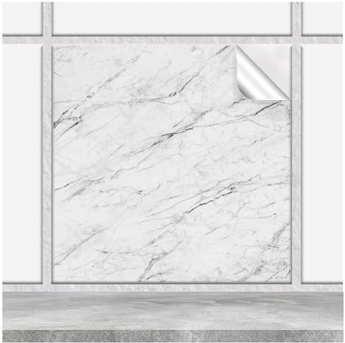 FoLIESEN - Fliesenaufkleber 20x20 cm | Deko-Aufkleber für Küche & Bad | Fliesen-Folie zum Aufkleben | Carrara, .:50 Stück