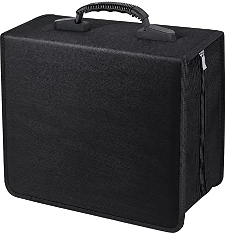 Siveit - Raccoglitore per CD/DVD, custodia per CD, DVD, custodia a portafoglio con 400 capacità, per CD/DVD, scatola per album (nero)