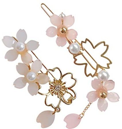 FRCOLOR Kirschblüten-Haarnadel Kimono-Blumen Haarklammer Mit Quaste Chinesische Haarspange Blumenhaarzubehör Haarschmuck Harz Loli Fräulein Bobby