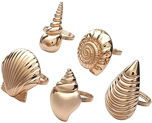 DEARBORN Metall-Serviettenringe mit Muschel-Motiv für Hochzeiten, Empfänge, Dinnerpartys, Familientreffen, Tischzubehör