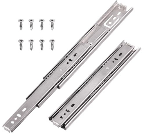 Swpeet 10Pcs 10 Inches Full Extension Less Noise Ball Bearing Drawer Slides with Screws, 100 lb Load Capacity Heavy Duty Locking Drawer Slides Side Mount Soft Close Drawer Slides