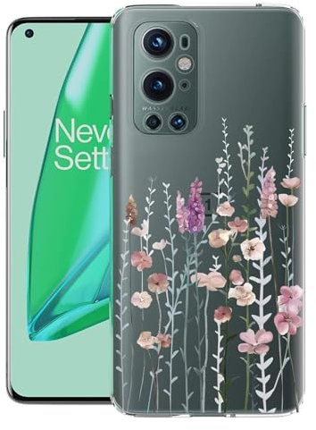 Kaywzo Hülle für OnePlus 9 Pro,Transparent TPU Handyhülle mit Gemälde Blume Muster,Ultradünn Stoßfester Schutzhülle,Schön Silikon Cover Case-3
