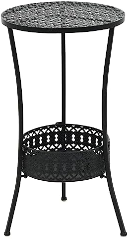 QZZCED Bistrotisch Schwarz 40x70cm Metall, Outdoor Tisch Garten Lounge Tisch Balkon Esstisch Patio Tisch für Gärten, Terrassen, Balkone