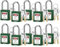 Juego de 10 candados de seguridad verdes de bloqueo/etiquetado, candados de bloqueo con diferentes llaves, 2 llaves por cerradura Loto, para bloquear los puntos de control mecánico y eléctrico más