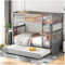 Sapgaks Etagenbett für Kinder, mit Ausziehbett, umbaubar in 2 Betten von 90 x 200 cm, funktional und ausklappbar, Grau