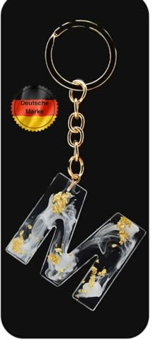KEYSPACE Schlüsselanhänger Buchstabe-süße Buchstaben Anhänger Gold Weiß-elegant personalisierte Schlüsselanhänger mit Namen-kleine Geschenkideen Geburtstag Freundin (M)