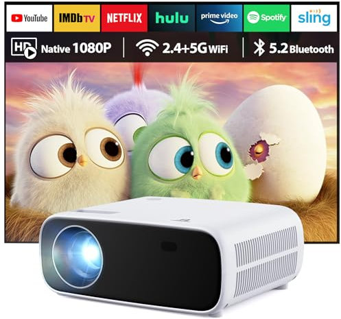 2024 Neues Hochleistungsbeamer, unterstützt Switch und PS5 ohne Verzögerung, Beamer mit WiFi und Bluetooth, 20000 Lumen 4K-Unterstützung, Full HD 1080P Auflösung, (Hochhelligkeitsversion)