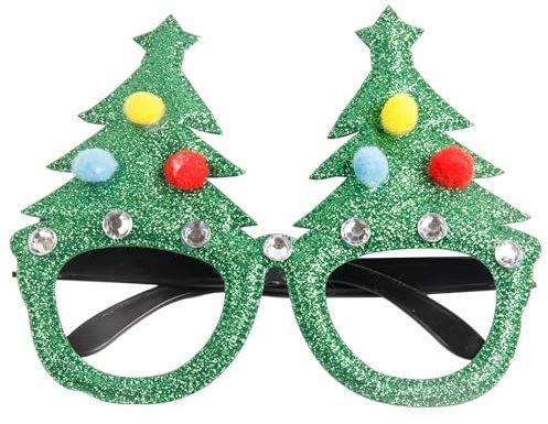 Fauna Brille Weihnachtsdekoration, Abschlussball-Brille Brillen Sehstärke Kurzsichtig (Green, One Size)