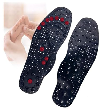 Magnetische Einlegesohle Abnehmen,Breathable Massage Akupressur Sohlen Insoles Herren Damen,Schuheinlagen Abnehmen Reflexzonen Orthopädische Einlegesohle Für M(Size:1 pair L(41-45),Color:schwarz)