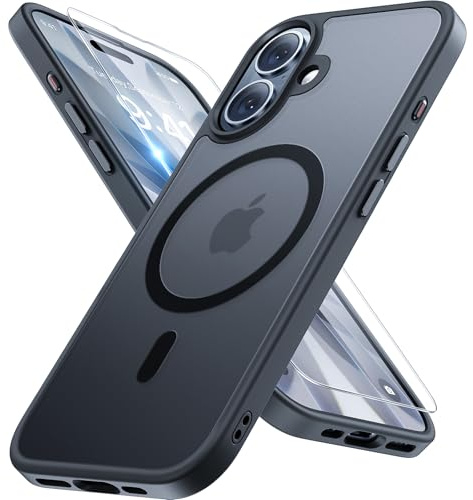 miracase for iPhone 17 Case with MagSafe & 9H+Screen Protector, Black | TOP Military-Grade Protection & Strong Magnet Shockproof Scratch-Resistant with Velvet Touch for iPhone 17 Cover 6.3 Matte