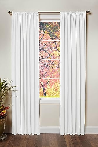 COTTON CRAFT Weiße Vorhänge, 244 cm lang, 4 Paneele dicker Baumwollstoff, umgekehrte Schlaufen oben, Fenstervorhänge mit Raffhaltern, lichtfilternde, lange Vorhänge, 127 x 244 cm