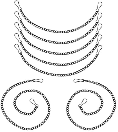 Beaupretty 7pcs Hanging Chain Set with Hooks for Picture Hanging, Bird Feeders, and Window Panels – Black Iron Chains 25cm 50cm Lengths for Outdoor Plant Hangers and Stained Glass Displays