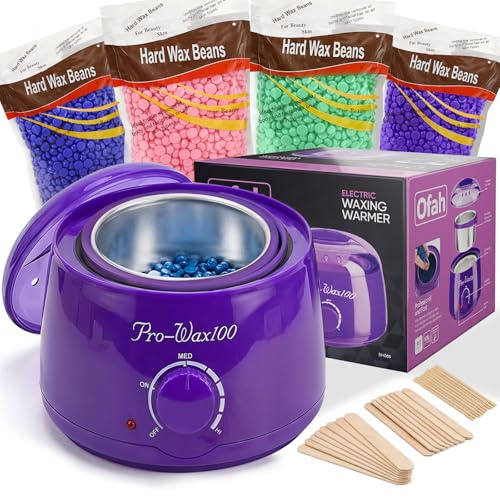 Professional Waxing Kit For Hair Removal, Wax Heater Pot Wax Machine With 4 Bags Wax Beads And 30 Applicator Sticks At Home Wax Melter