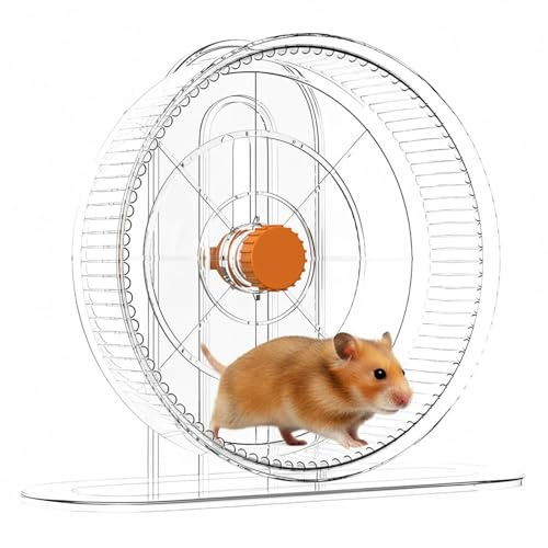 Hamsterrad Super Silent 21cm, Leises Hamster Laufrad PP Einstellbarer Hamsterräder Kleintiere Laufrad Großes Rattenrad für Rennmäuse Chinchillas Kleintiere (Transparent)