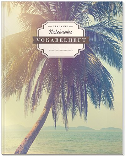 DÉKOKIND Vokabelheft | DIN A4, 84 Seiten, 2 Spalten, Register, Vintage Softcover | Dickes Vokabelbuch | Motiv: Sommerferien