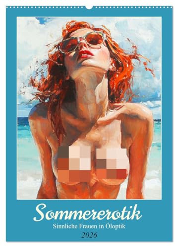 Sommererotik. Sinnliche Frauen in Öloptik (Wandkalender 2026 DIN A2 hoch), CALVENDO Monatskalender: Leidenschaft und Freiheit im künstlerischen Ölbilder-Stil (CALVENDO Erotik)