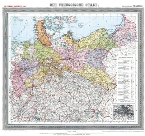 Historische PREUSSENKARTE - DER PREUSSISCHE STAAT - 1905 [gerollt]: Carl Flemmings Generalkarte, No. 2.