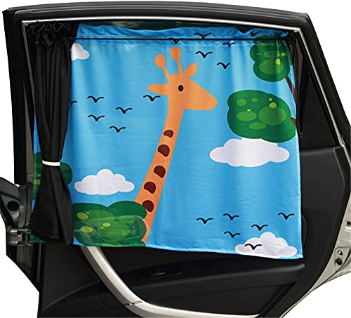 Chilsuessy 2 Stk Sonnenschutz Auto Universal Baby Sonnenblende Schutz für Kinder in Babyschale, Seitenscheibe Autosonnenschutz, Giraffe