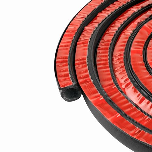 Seal Rubber A076-20F D-Shape Door Seal 15mm height X 12mm width, Weather Stripping Hollow Black (6 Meter)
