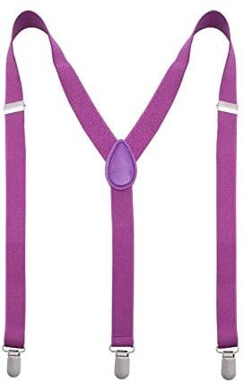 OUTLETISSIMO® BRETELLE VIOLA UOMO DONNA UNISEX ELASTICHE REGOLABILI 3 CLIP 2,5CM NUOVO