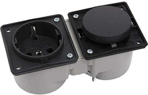 Berker Integro Schalter schwarz matt + Steckdose schwarz ohne Rahmen