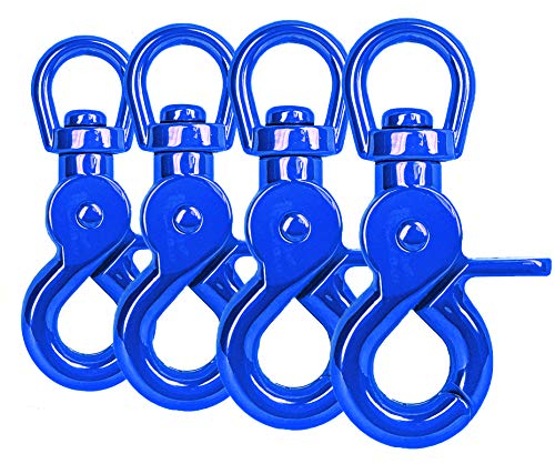 Ganzoo Scherenkarabiner-Haken mit Drehgelenk L: 60 mm, Schnappkarabiner für Hunde-Leine, 4 Stück, Wirbelkarabiner, Triggerhead für Paracord 550 Hundehalsband, legierter Stahl, Drehkopf, Farbe: Blau