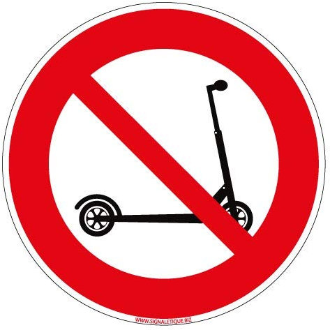 Panneau - Interdit Aux Trottinettes - Diamètre 350 mm - Aluminium 2 mm - Protection Anti-UV