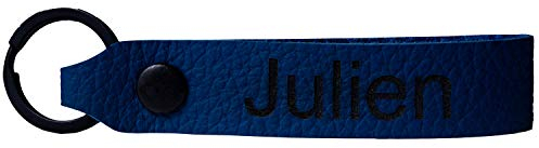 Leder Schlüsselanhänger mit Name Wunschname personalisiert individuell farbig Gravur Blau