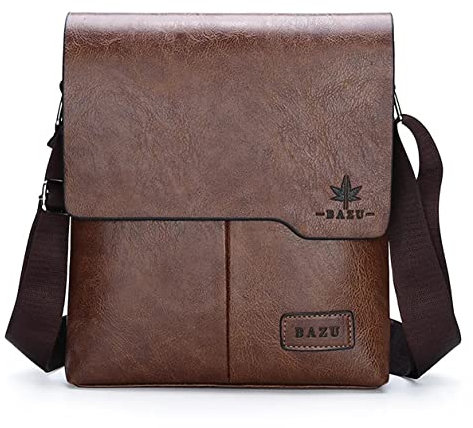 Leuchtbox BAZU Herren Umhängetasche Männer Messenger-Bag Urban City Bag Jet Age Design für Business, Uni und Freizeit (Braun)
